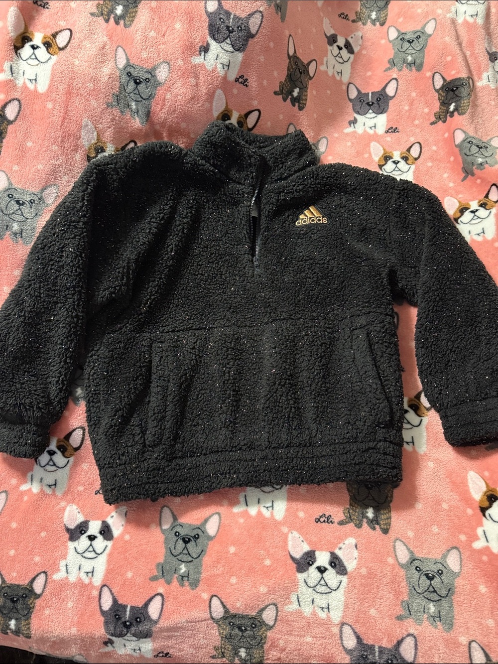 adidas Black Sherpa Half-Zip fleece for Kids